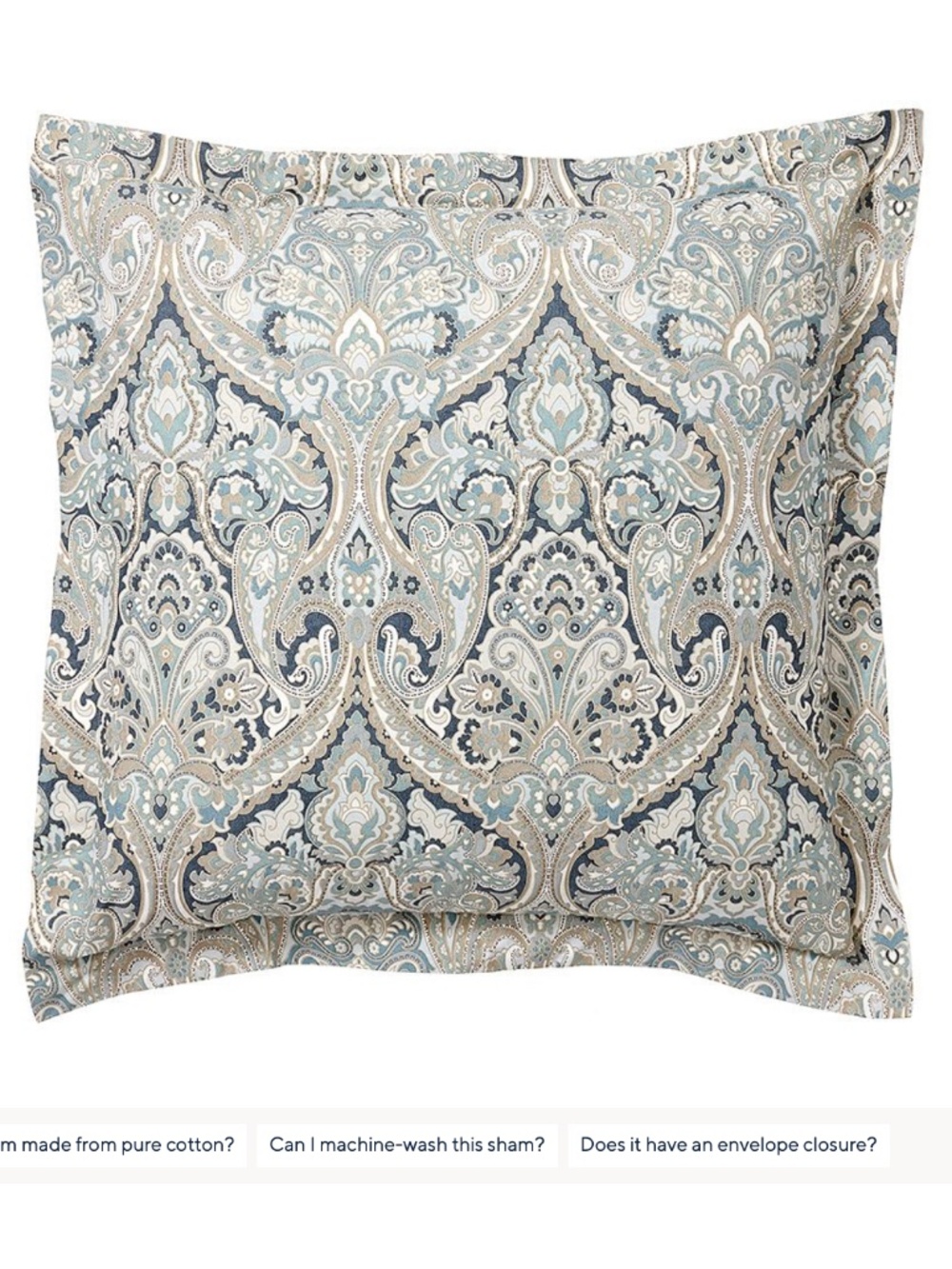 Set of 2 Pottery Barn | Mackenna Paisley Percale Euro Shams | NWT